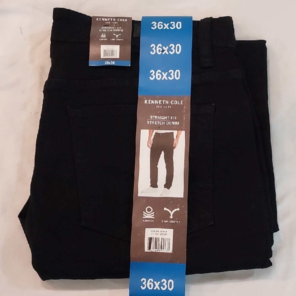 Men's Kenneth Cole Black Stretch Straight Denim Jeans